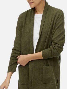 J.Crew Factory Chelsea Sweater Blazer S Academic Green Cotton Open Front Pockets
